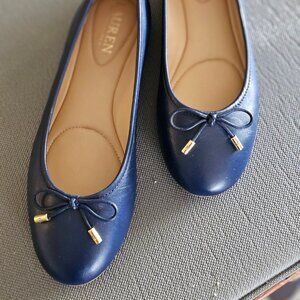 Lauren Ralph Lauren Jayna Ballet Navy leather flats. Sz 6B